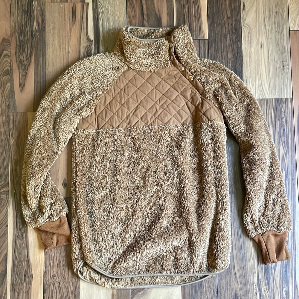 Tan snap pullover